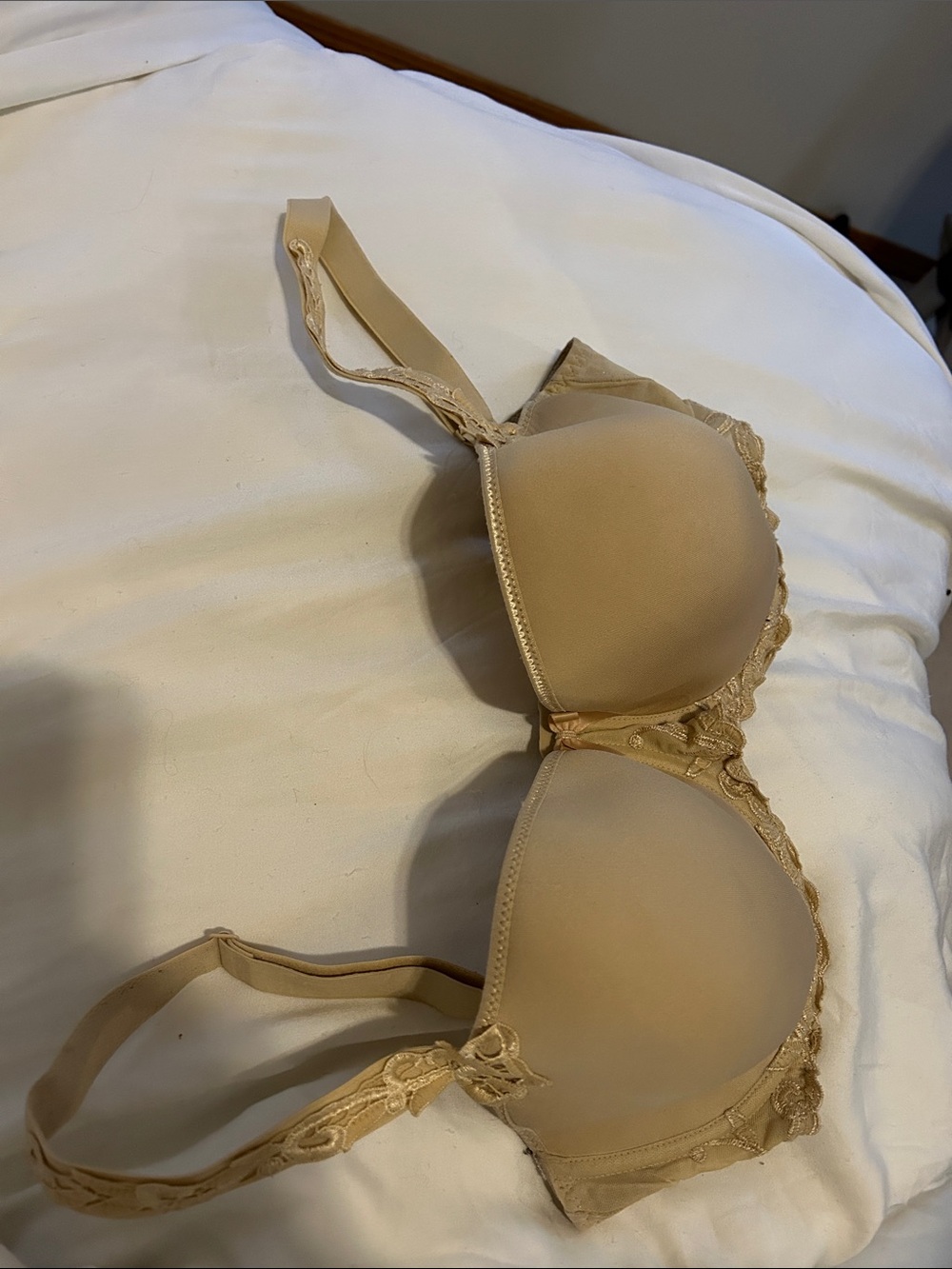Simone Perele Beige Lace-Trim T-Shirt Bra